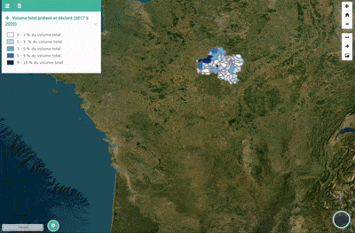 GIF de la cartographie des volumes d'eau prélevés
